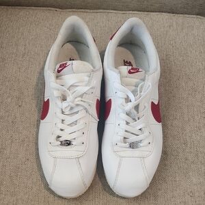 Nike Men's White Sneakers with Red Accents